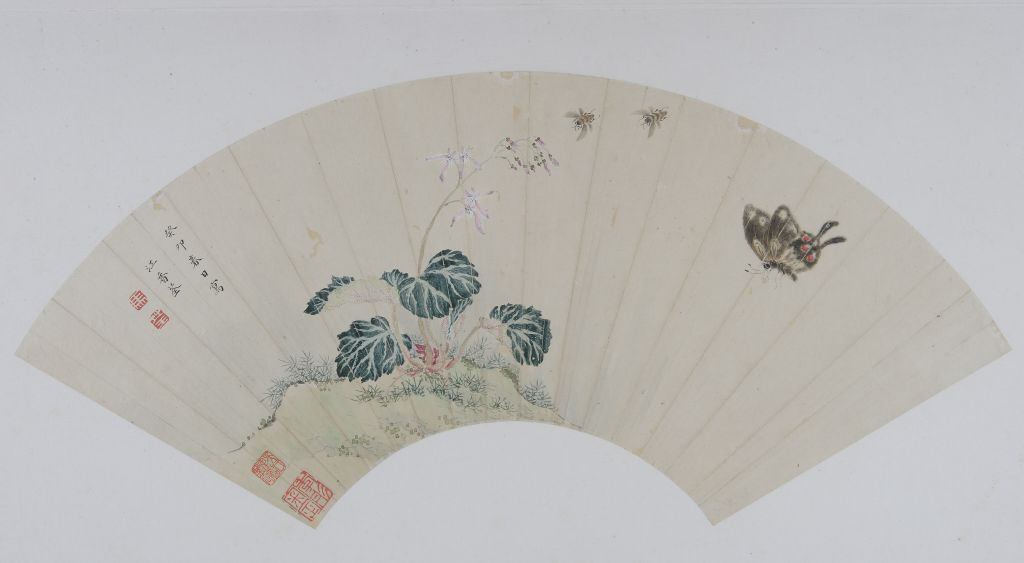 图片[1]-The fan page of the picture of grass insects and flowers in Tsuen Ma-China Archive